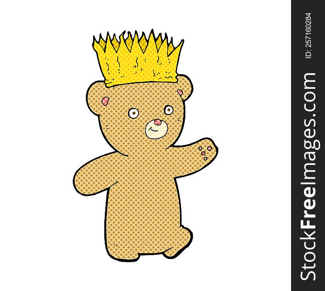 Cartoon Teddy Bear Wearing Paper Crown