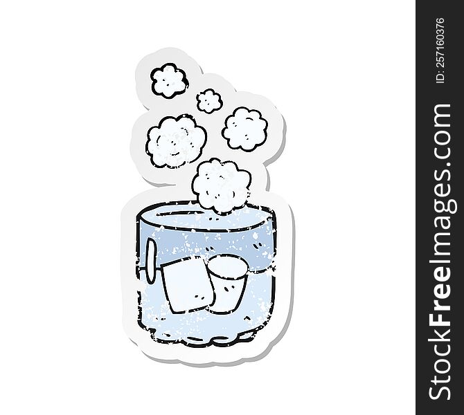 Retro Distressed Sticker Of A Cartoon Vodka And Ice