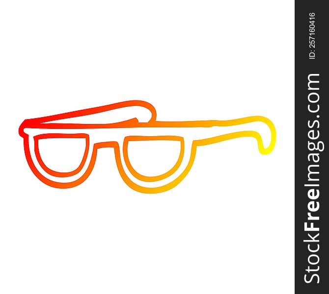 warm gradient line drawing of a cartoon cool sunglasses
