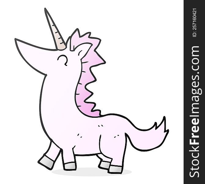 freehand drawn cartoon unicorn