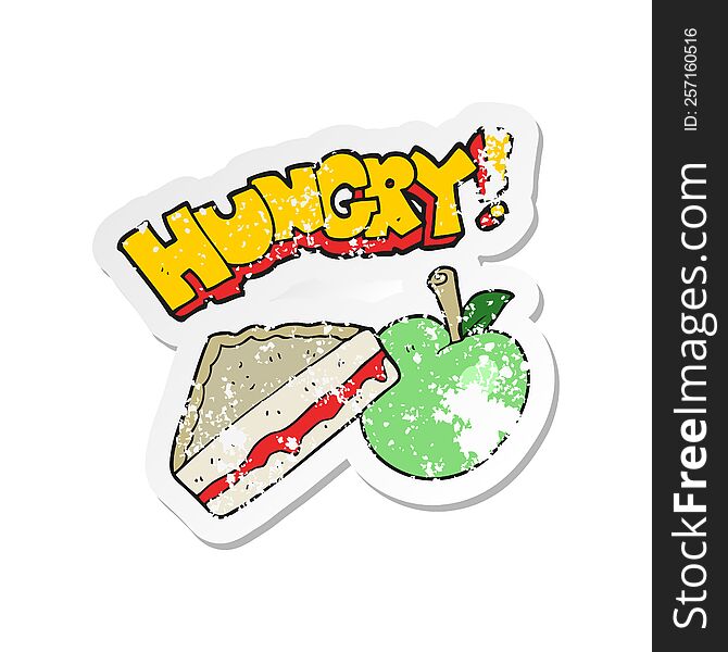 Retro Distressed Sticker Of A Cartoon Packed Lunch