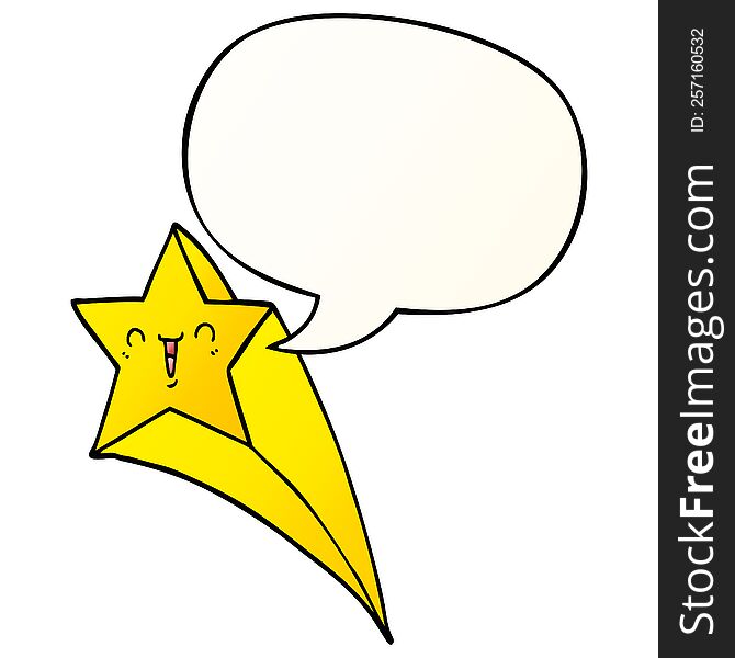 Cartoon Shooting Star And Speech Bubble In Smooth Gradient Style