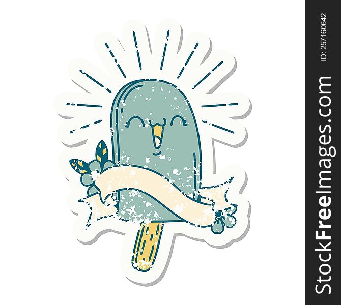 Grunge Sticker Of Tattoo Style Ice Lolly