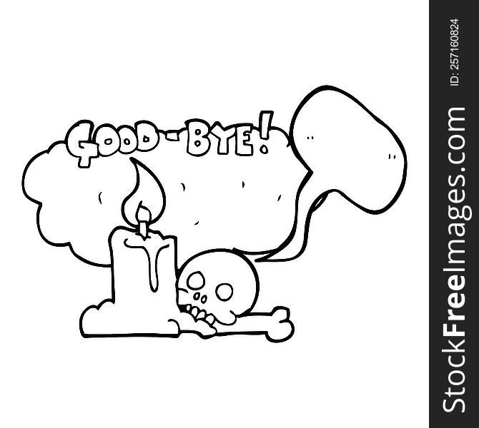 freehand drawn speech bubble cartoon goodbye sign