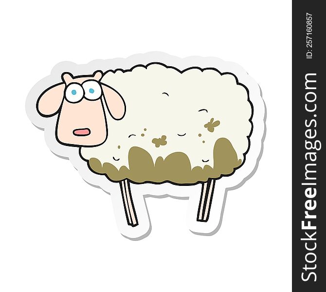 sticker of a cartoon muddy sheep