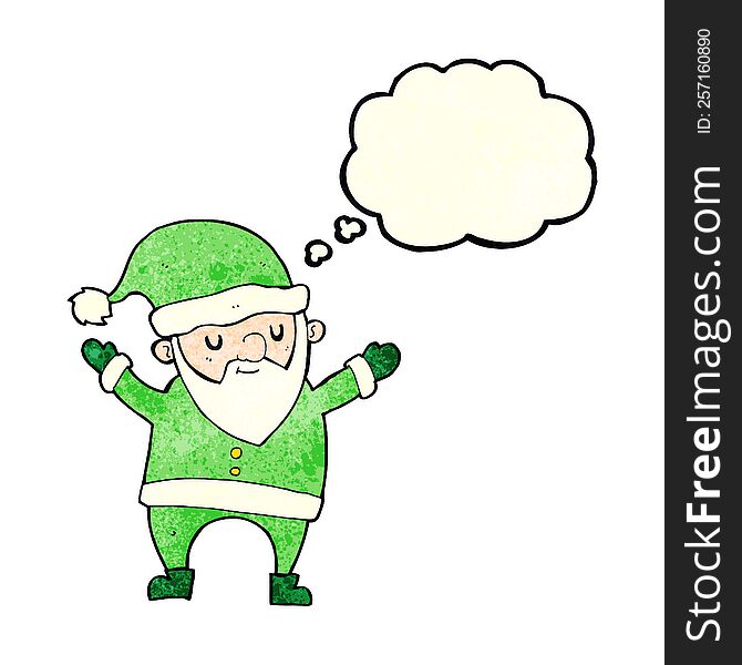 Cartoon Dancing Santa With Thought Bubble