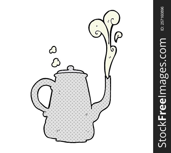 freehand drawn cartoon steaming  coffee pot. freehand drawn cartoon steaming  coffee pot