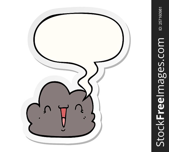 Cartoon Happy Cloud And Speech Bubble Sticker