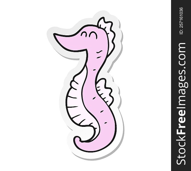 Sticker Of A Cartoon Seahorse