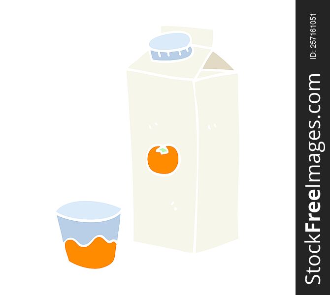 Flat Color Illustration Of A Cartoon Orange Juice