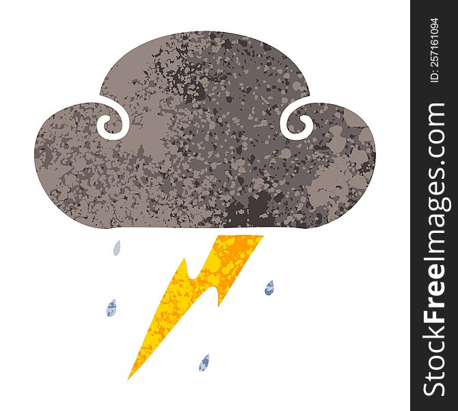 Quirky Retro Illustration Style Cartoon Thunder Cloud