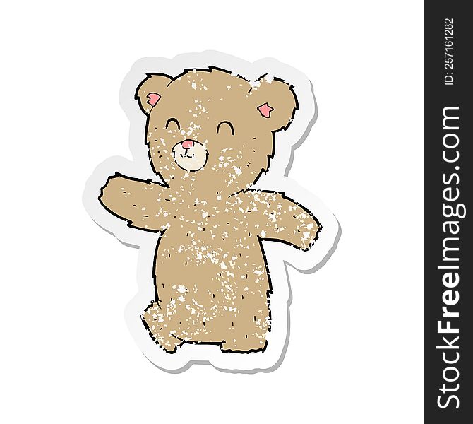 Retro Distressed Sticker Of A Cute Cartoon Teddy Bear