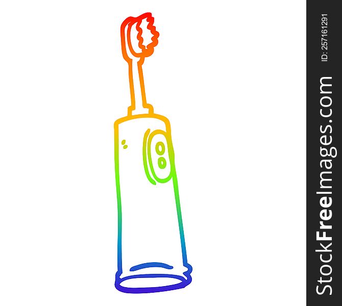 rainbow gradient line drawing of a cartoon electric toothbrush