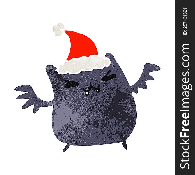 Christmas Retro Cartoon Of Kawaii Bat