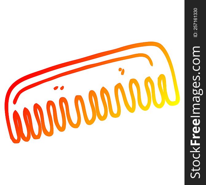 warm gradient line drawing of a cartoon hair comb
