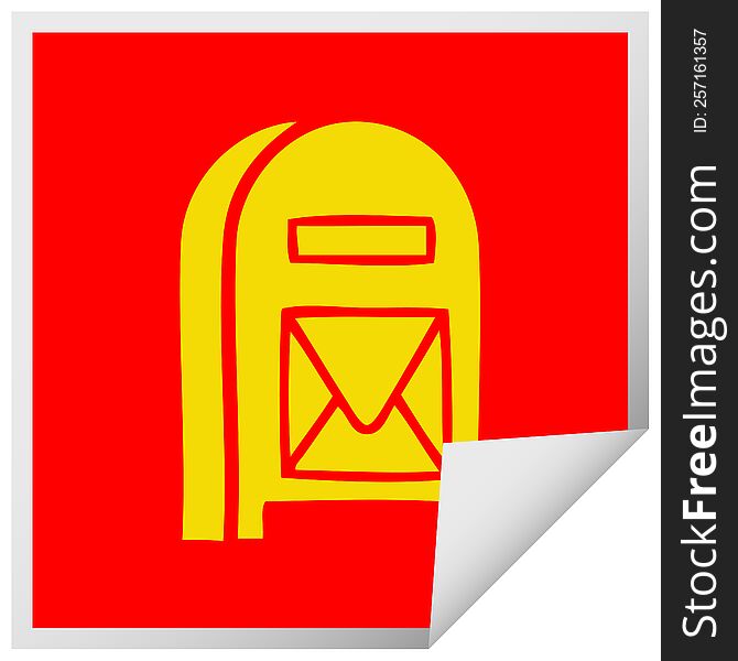 Square Peeling Sticker Cartoon Mail Box