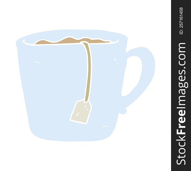 Flat Color Illustration Of A Cartoon Mug Of Tea
