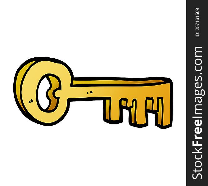 cartoon doodle gold key