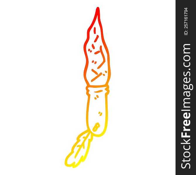 warm gradient line drawing of a cartoon primitive stone dagger