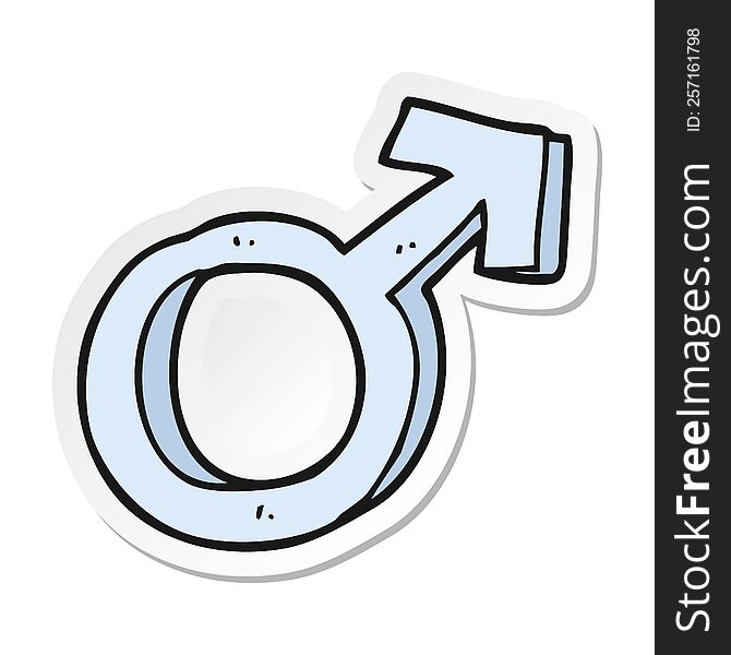 sticker of a cartoon male symbol