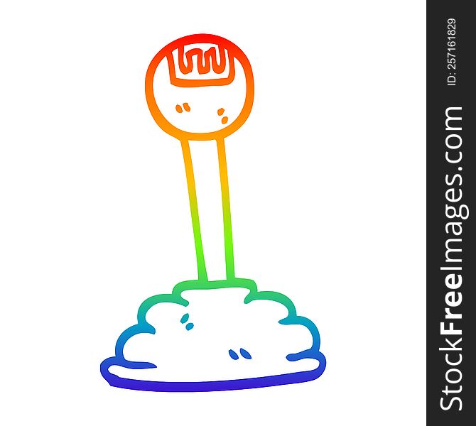 Rainbow Gradient Line Drawing Cartoon Gear Stick