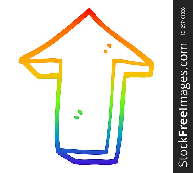 Rainbow Gradient Line Drawing Cartoon Arrow Pointing Direction