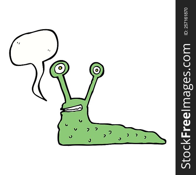 Cartoon Slug With Speech Bubble