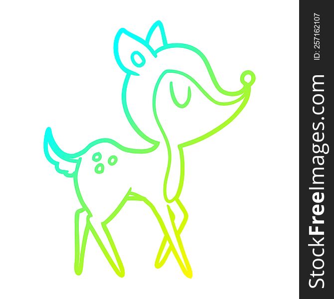 Cold Gradient Line Drawing Cartoon Cute Deer