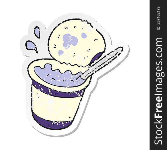 retro distressed sticker of a carton yogurt