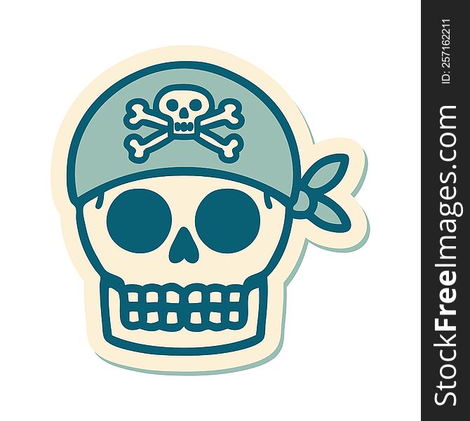 Tattoo Style Sticker Of A Pirate Skull