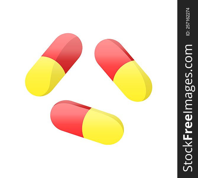 Flat colour illustration of some medical pills