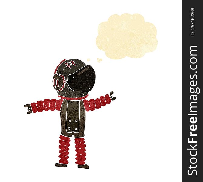 Cartoon Astronaut Reaching With Thought Bubble