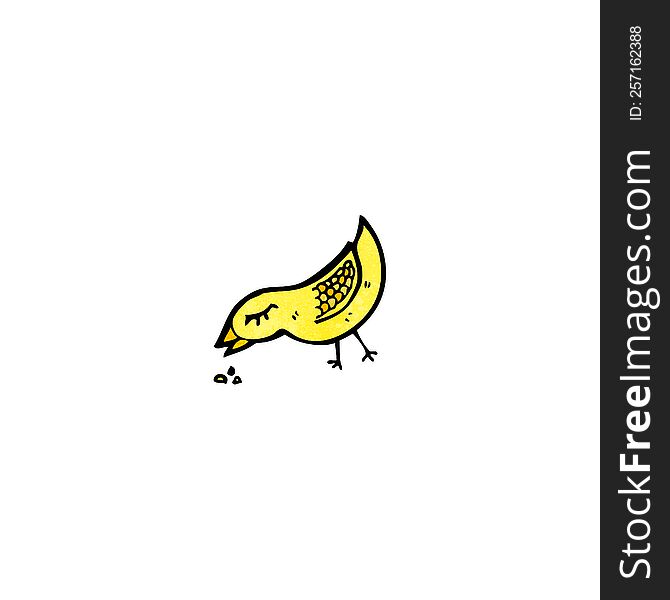 bird pecking seed cartoon