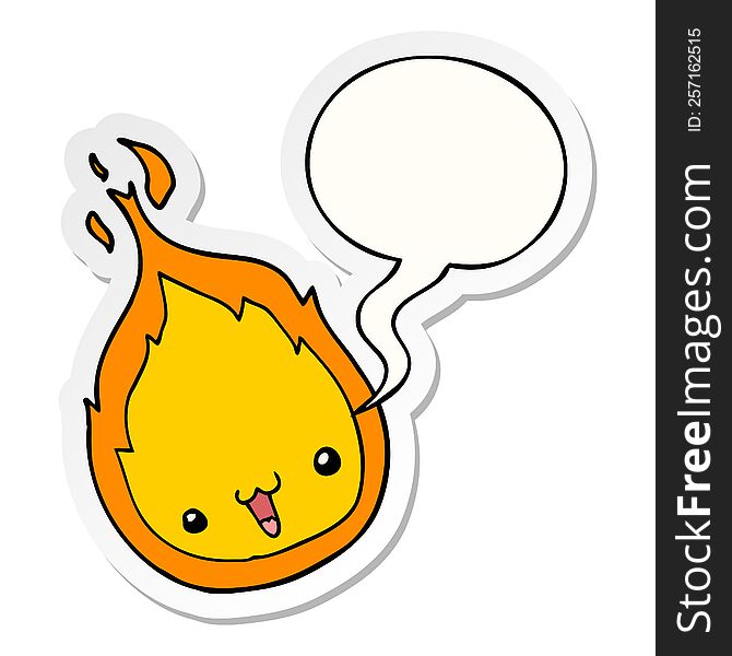 Cute Cartoon Flame And Speech Bubble Sticker