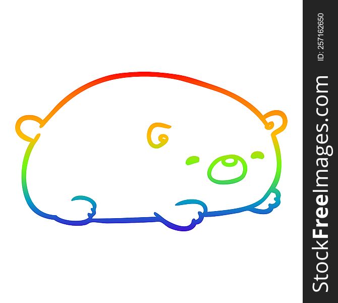 rainbow gradient line drawing of a cute polar bear