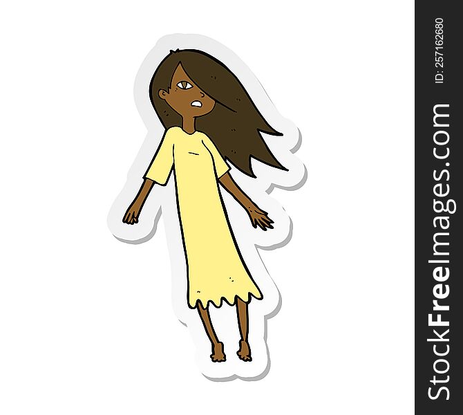 sticker of a cartoon ghost like girl