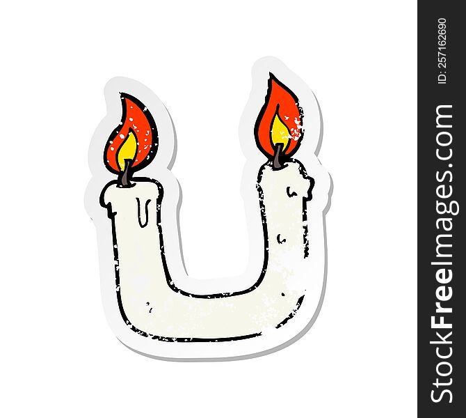 Retro Distressed Sticker Of A Burning The Candle At Both Ends Cartoon