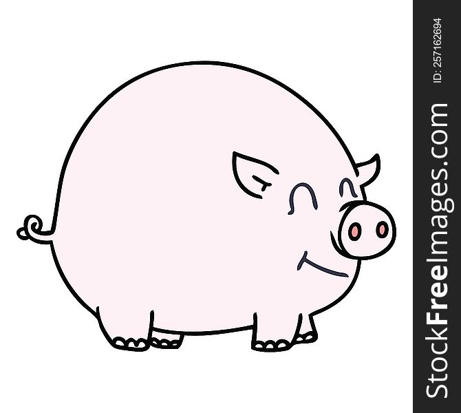 Quirky Hand Drawn Cartoon Pig