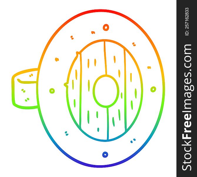 Rainbow Gradient Line Drawing Viking Shield Cartoon