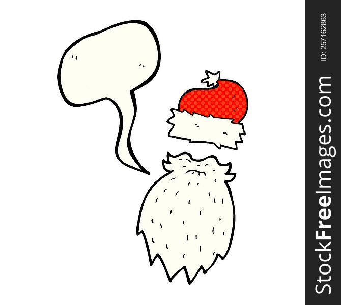 Comic Book Speech Bubble Cartoon Santa Hat And Beard