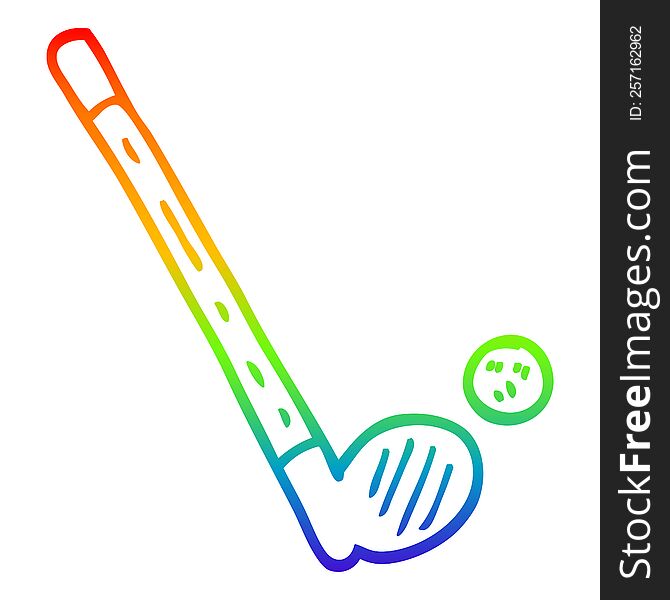 rainbow gradient line drawing of a cartoon golf club