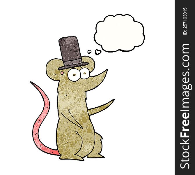 Thought Bubble Textured Cartoon Mouse Wearing Top Hat
