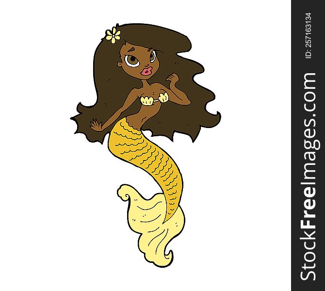 cartoon pretty mermaid