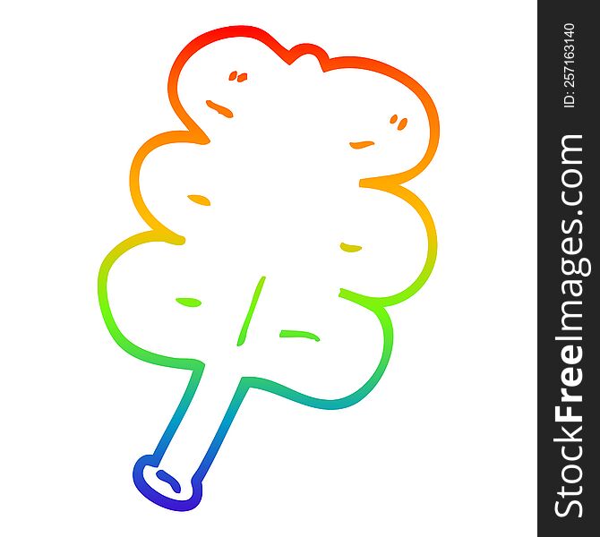 rainbow gradient line drawing of a cartoon autumnal leaf