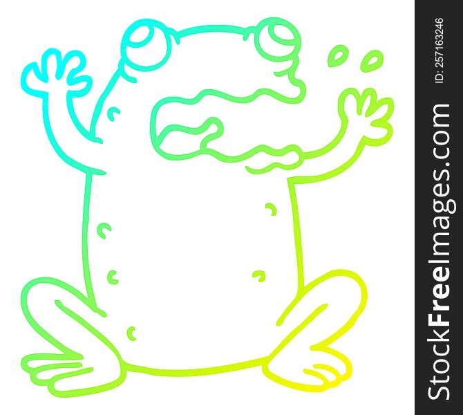 cold gradient line drawing of a cartoon crazy frog