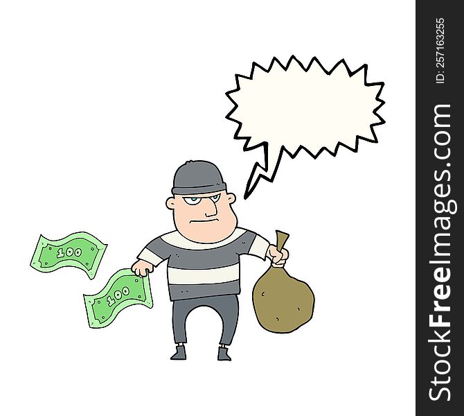 speech bubble cartoon bank robber