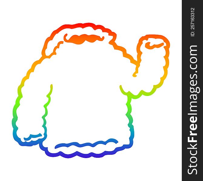 rainbow gradient line drawing of a cartoon fleece hoody