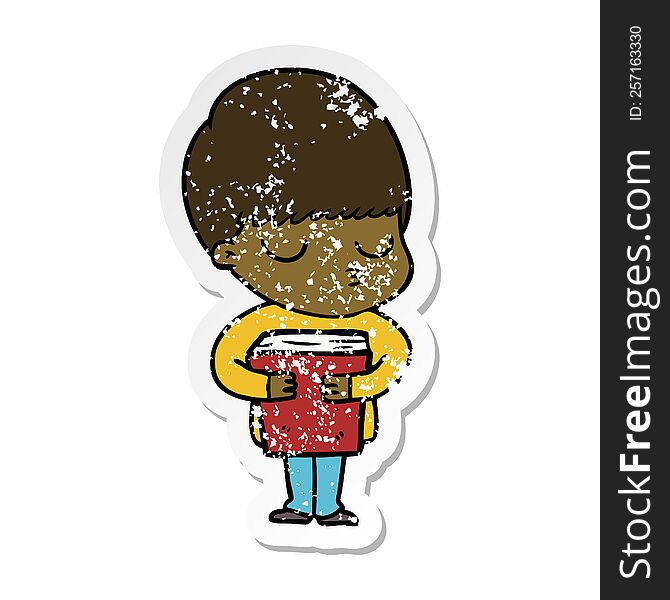 distressed sticker of a cartoon calm boy