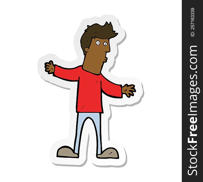 Sticker Of A Cartoon Curious Man