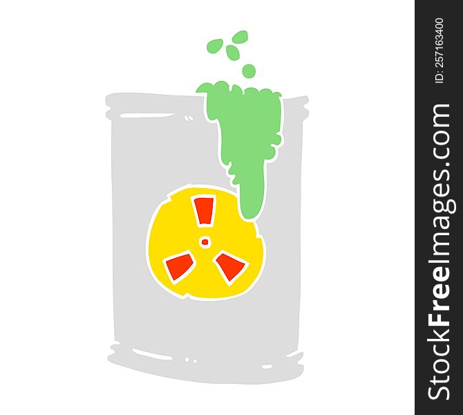 flat color illustration of a cartoon radioactive waste